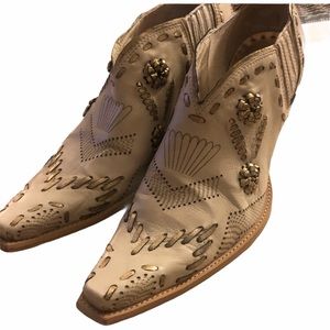 BCBG low bootie. Gold embellished,square toe